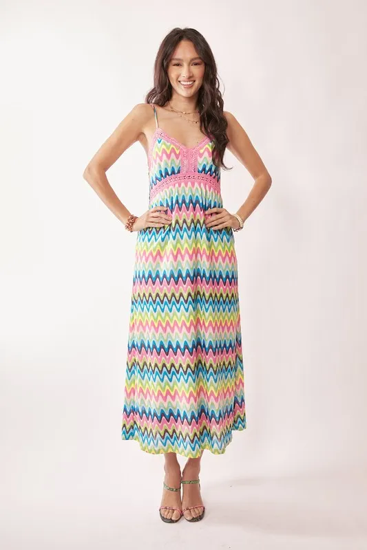Multi Color Crochet Lace Midi Dress, image 3