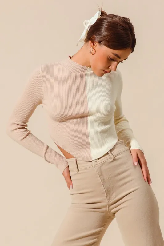 Color Block Fitted Crop Sweater Top, image 12