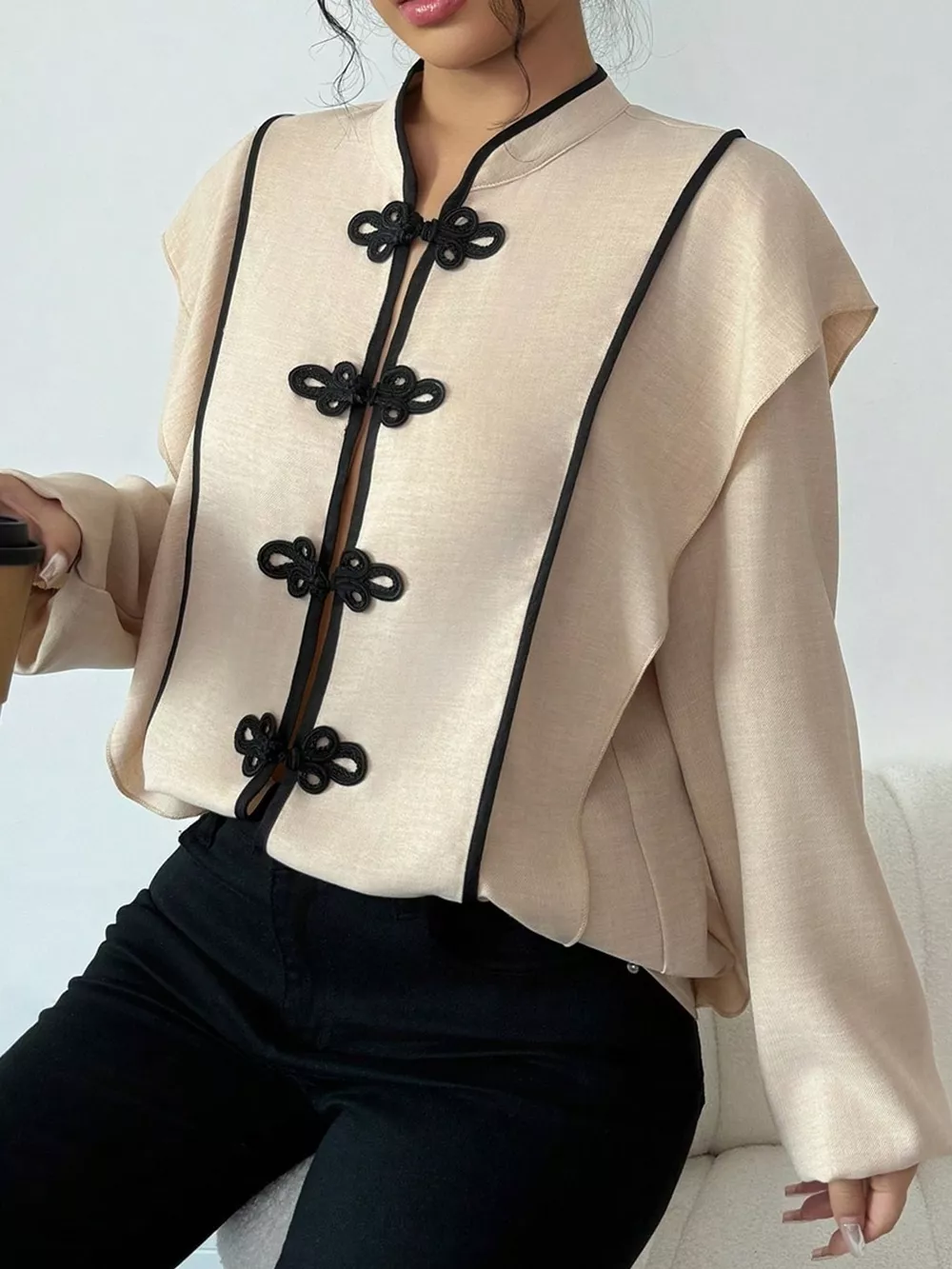 Chinese-Style Mandarin Collar Blouse, image 5