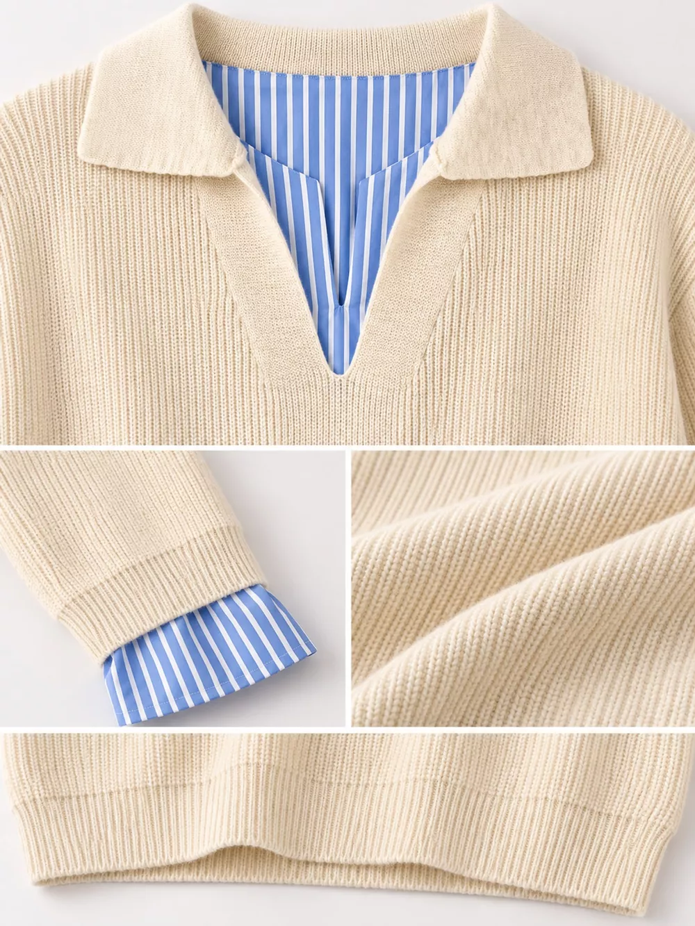 Plus Size Layered Look Striped Long Sleeve Sweater, image 11