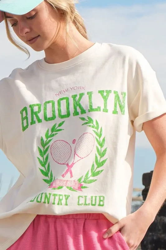 Brooklyn Graphic Round Neck Short Sleeve Top, image 3