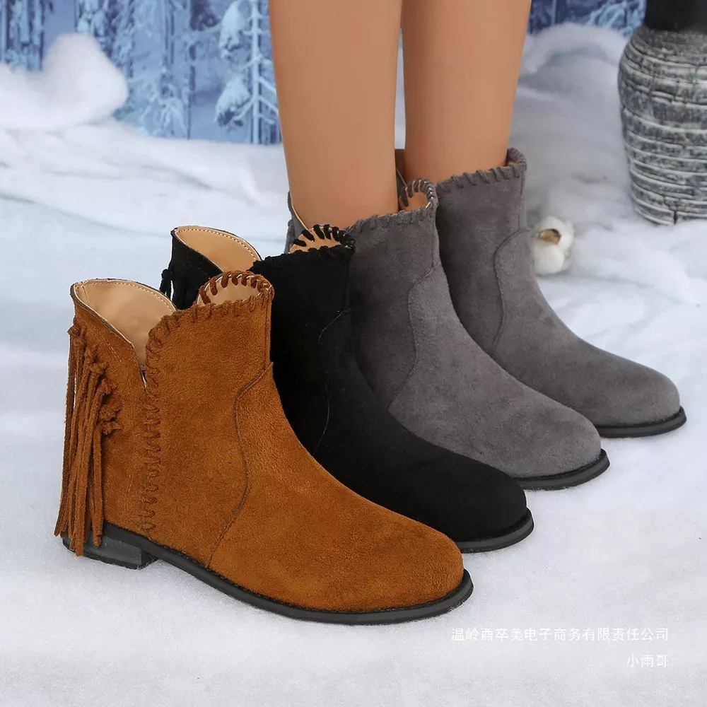Fringe Point Toe Ankle Boots, image 2