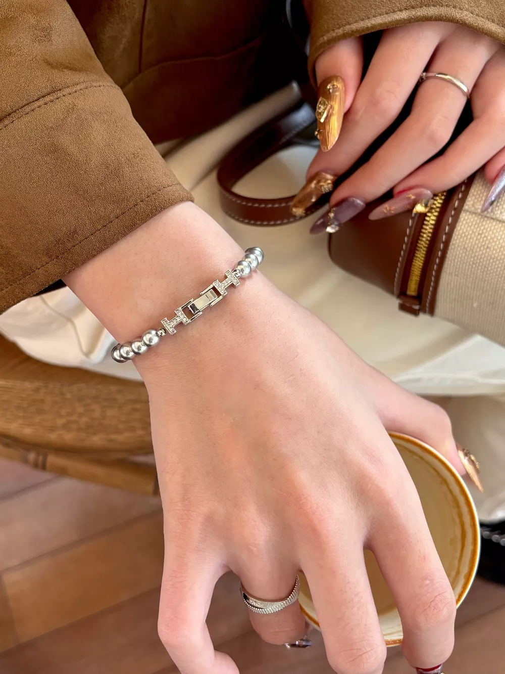 Pearl Double H Buckle Bracelet, image 6