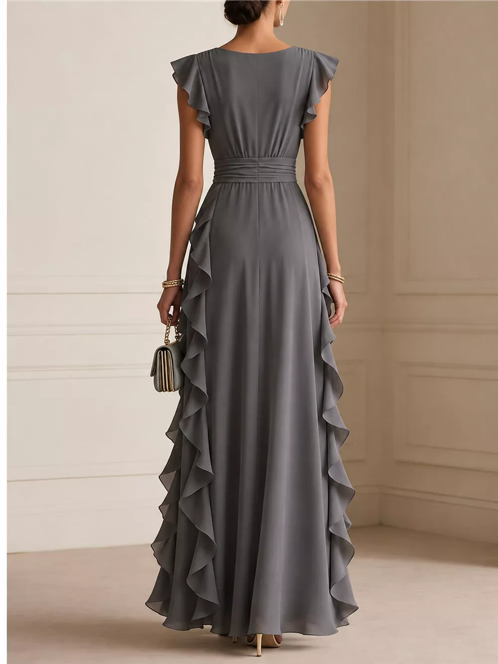 Ruffled Surplice Sleeveless Maxi Dress, image 38