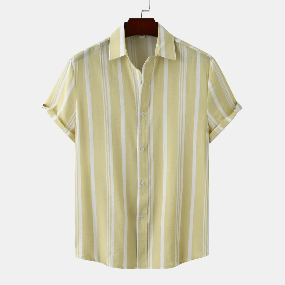 Men's Plus Size Striped Short Sleeve Button-Down Shirt, image 5