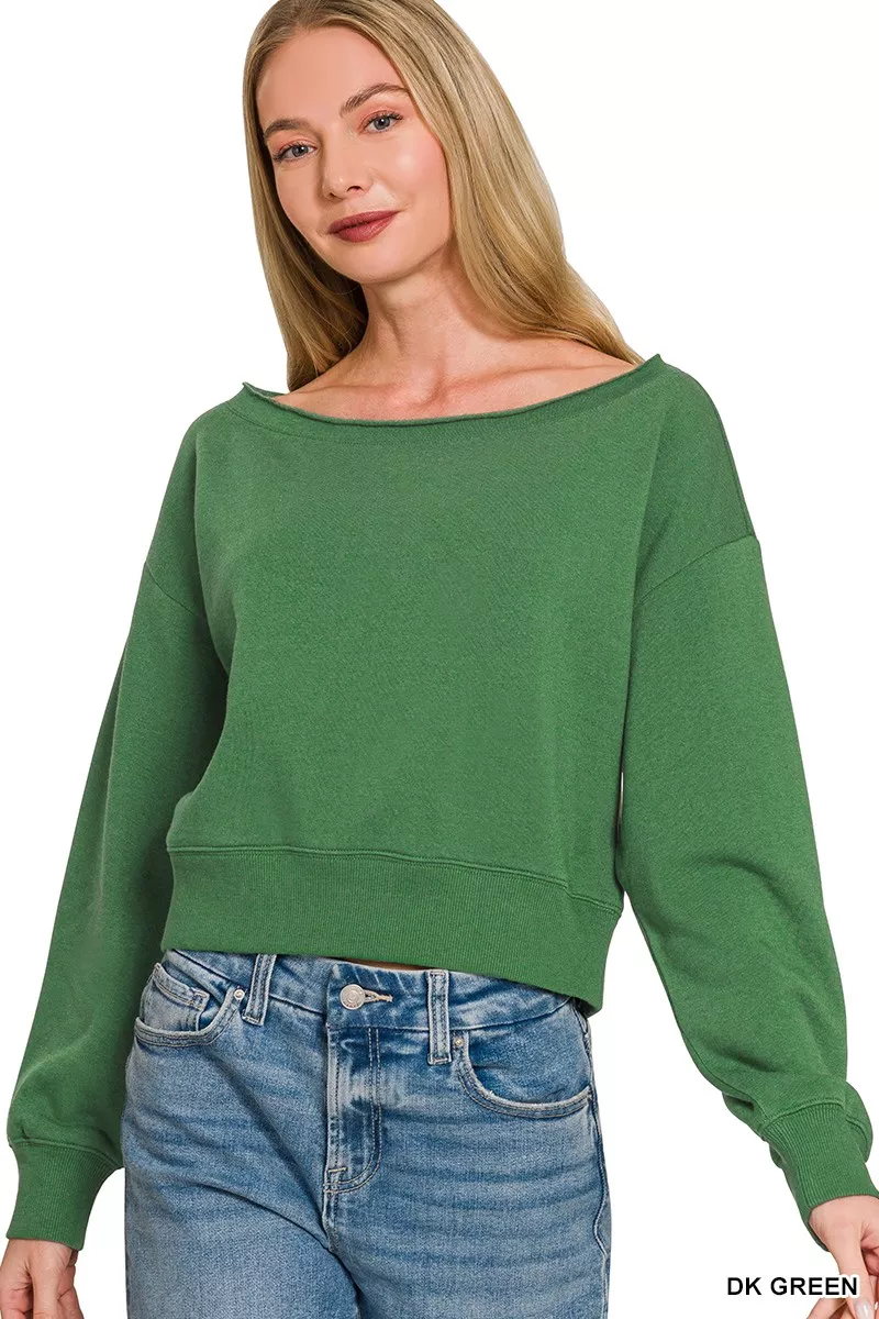 Fleece Boat-neck Sweatshirt