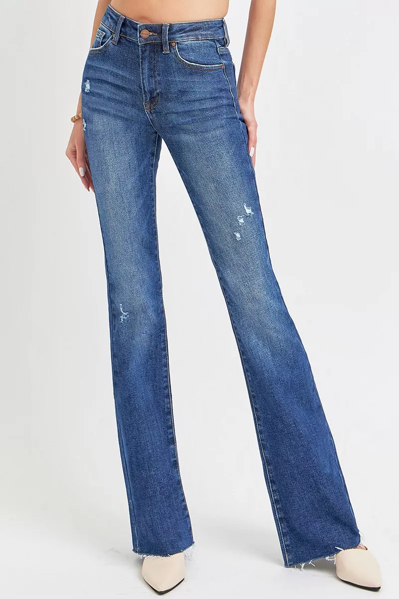 Full Size Distressed Mid Rise Flare Jeans Plus Size, image 4