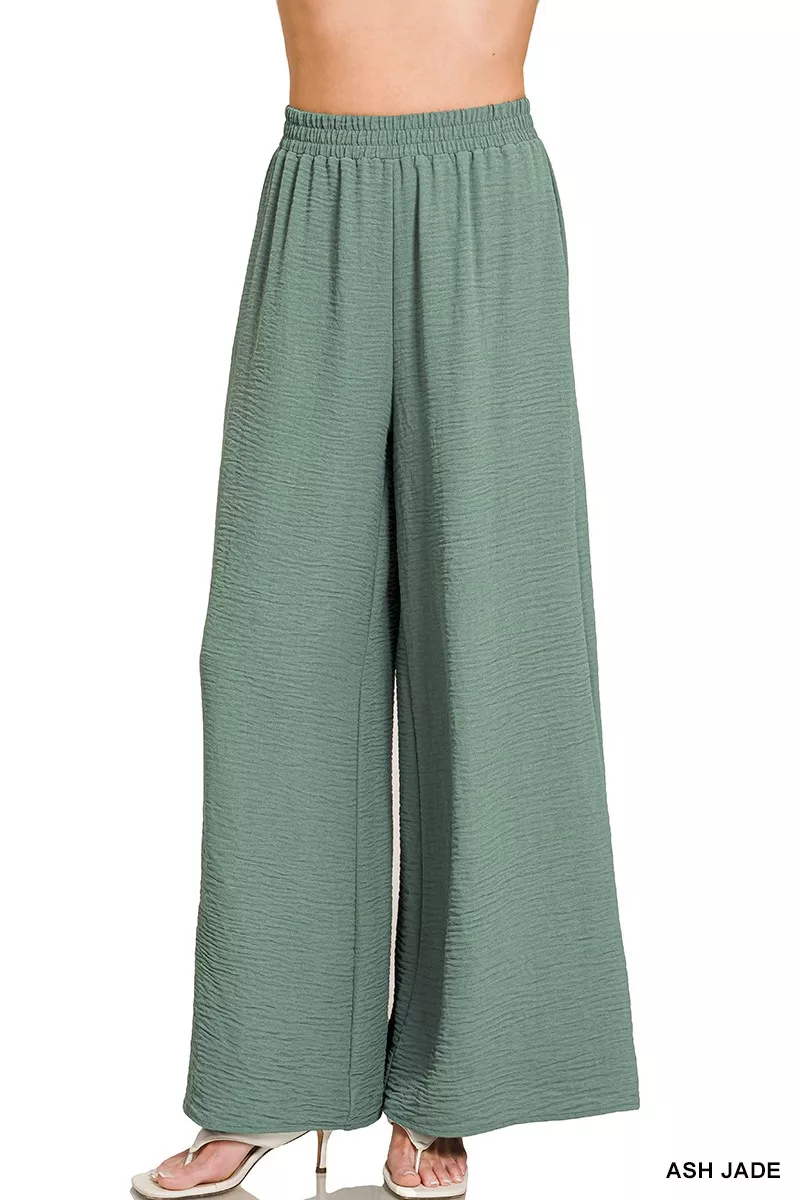 Woven Airflow Elastic Waistband Pants, image 3