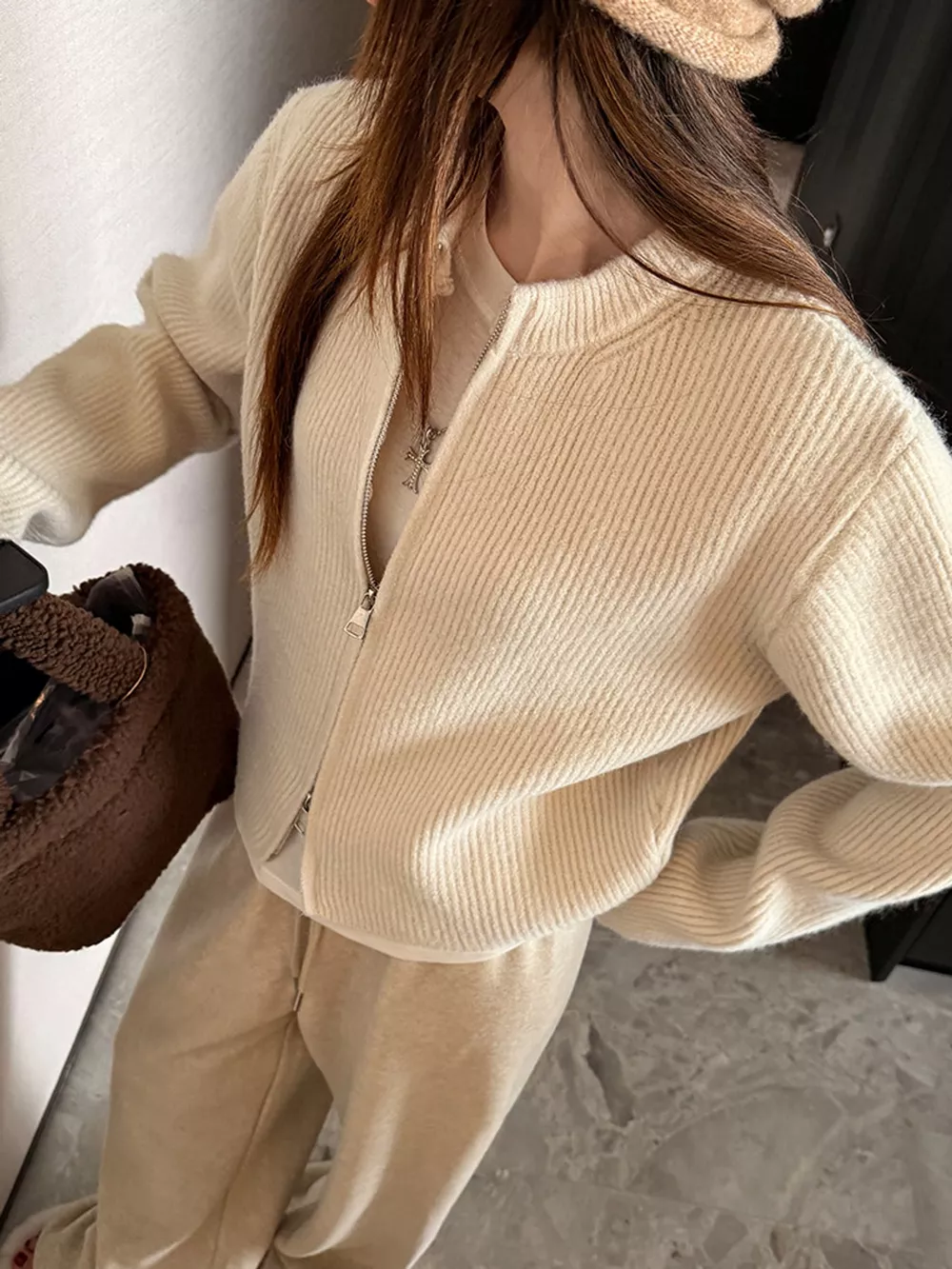 Zip Up Dropped Shoulder Cardigan, image 24