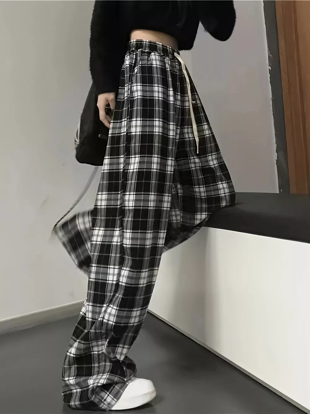Plaid High Waist Wide Leg Pants, image 3
