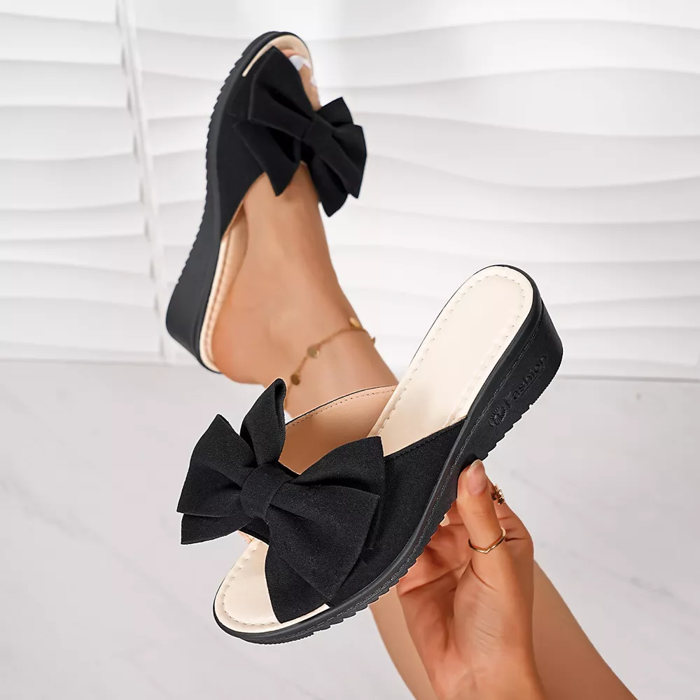 Bow Open Toe Wedge Sandals, image 3