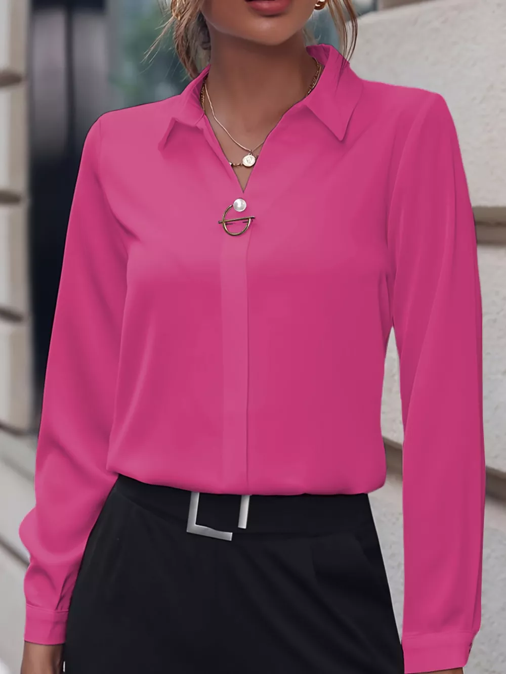 Long Sleeve Satin Blouse, image 21