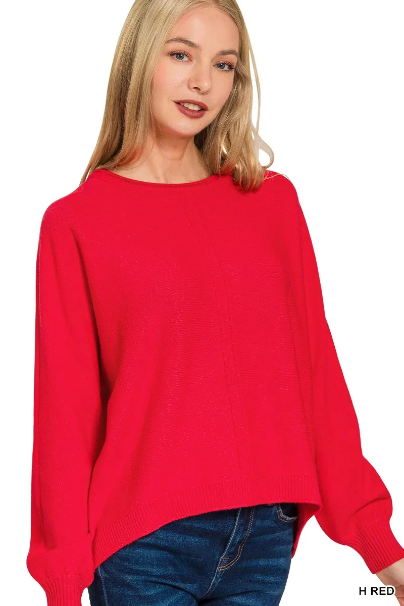 Viscose Front Seam Round-Neck Sweater