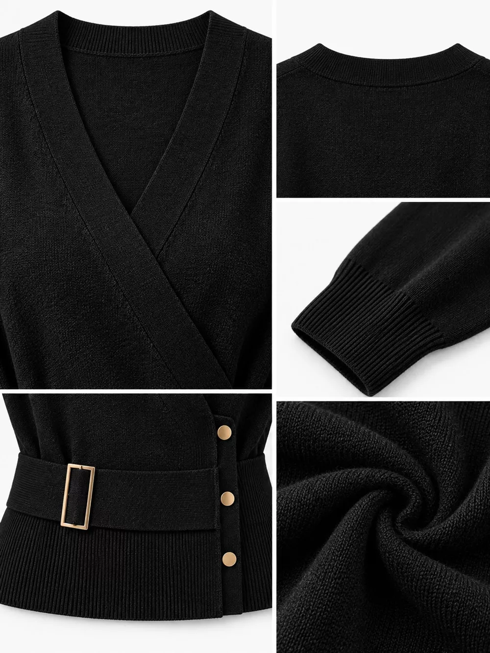 Surplice Elastic Waist Long Sleeve Knit Top, image 28