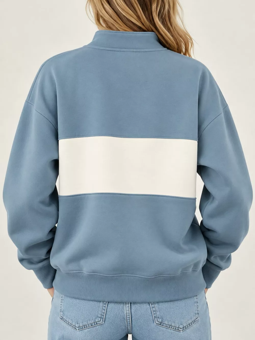 Full Size Color Block Snap-Button Sweatshirt Plus Size, image 13