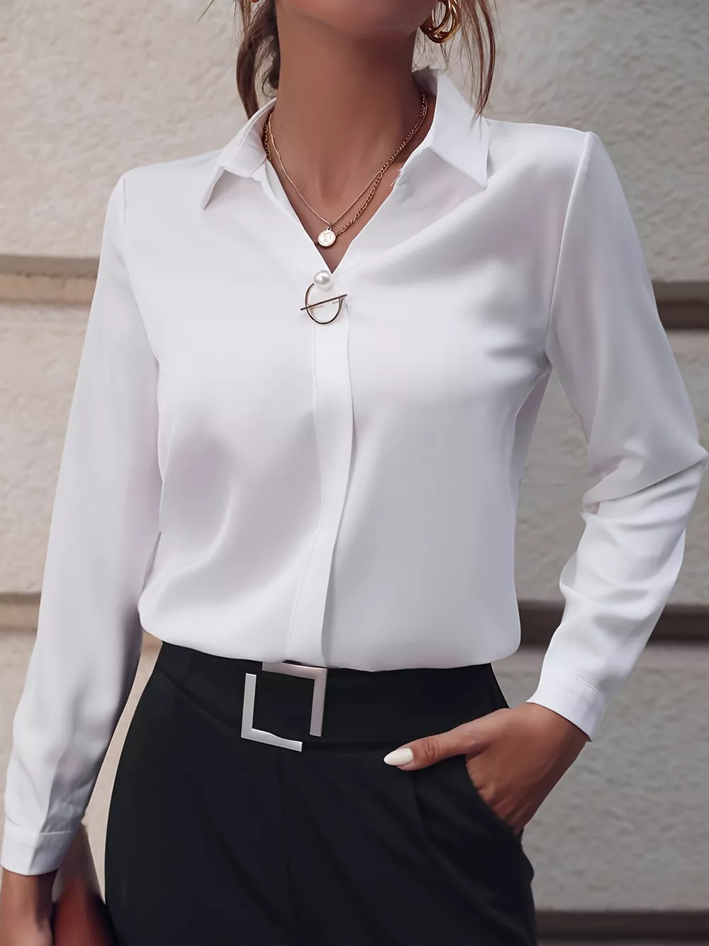 Long Sleeve Satin Blouse