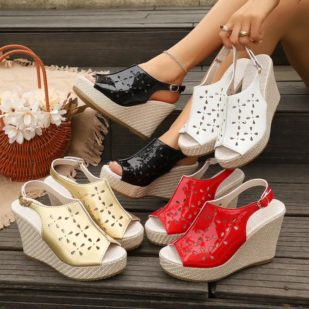 Peep Toe Wedge Sandals, image 2