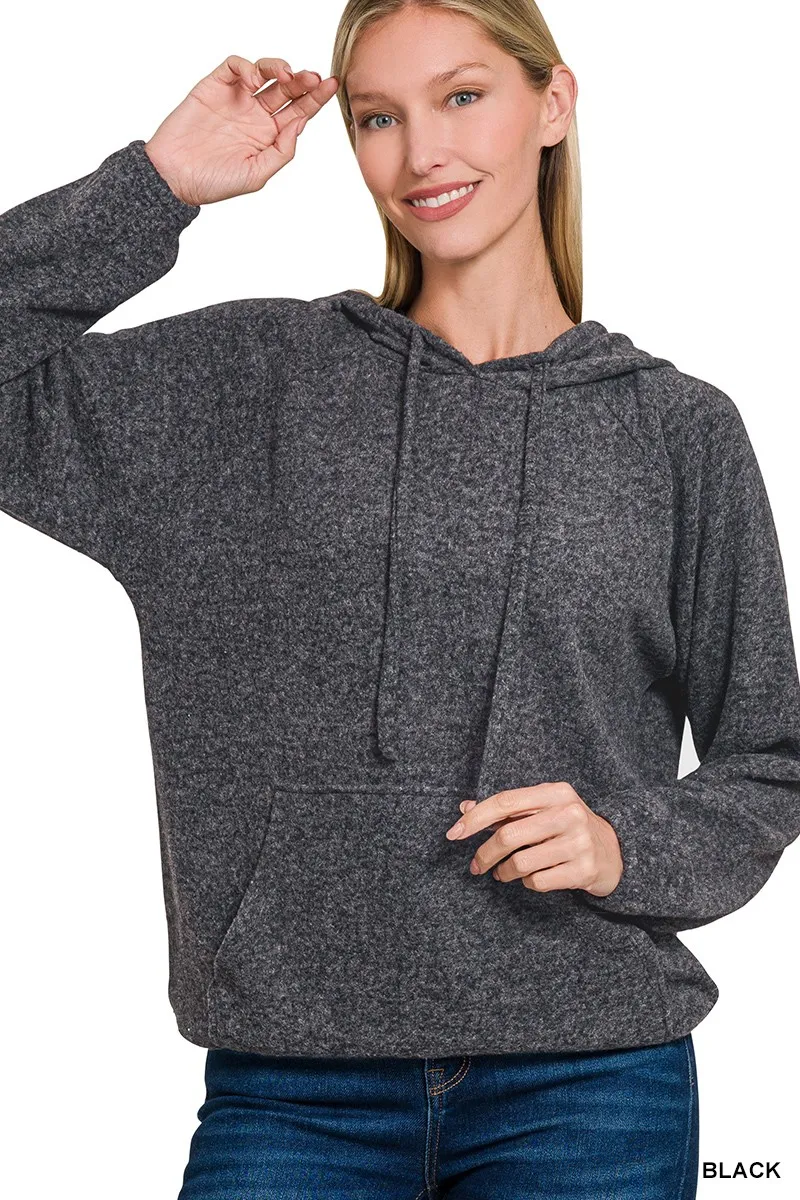 Brushed Hacci Melange Hooded Sweater, image 2