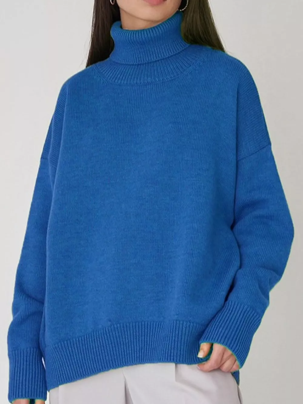 Oversized Turtleneck Dropped Shoulder Sweater, image 22