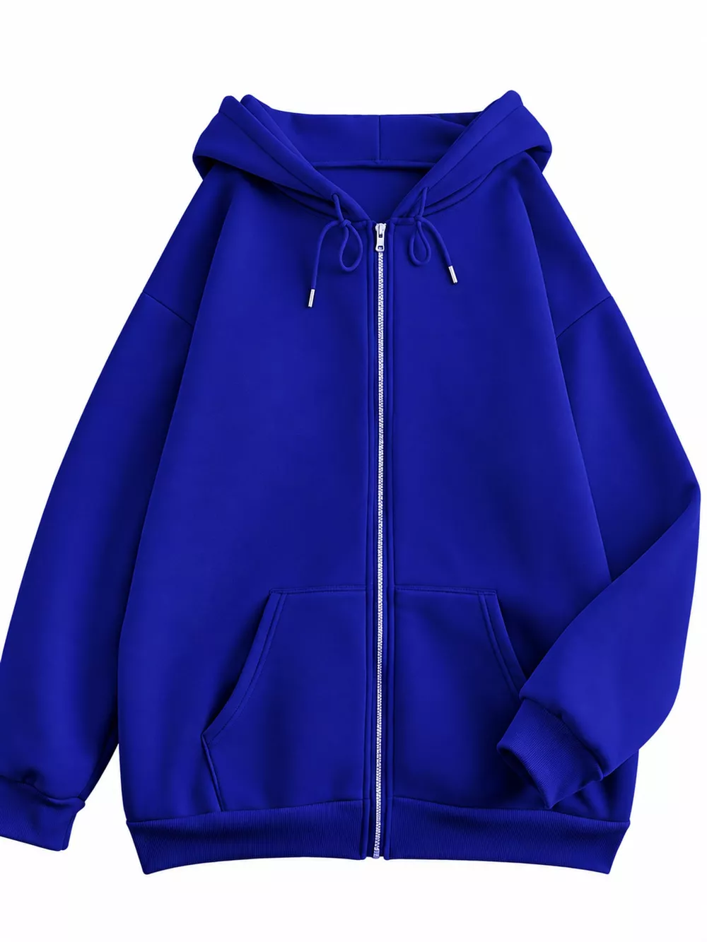 Full Size Oversized Solid Zip-Up Hoodie with Drawstring Plus Size, image 76