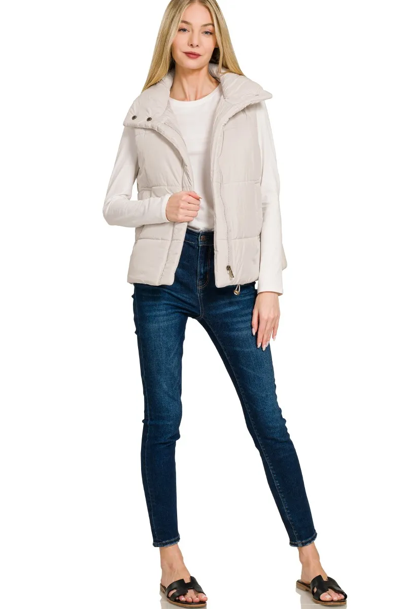High Neck Zip-Up Vest Coat, image 5