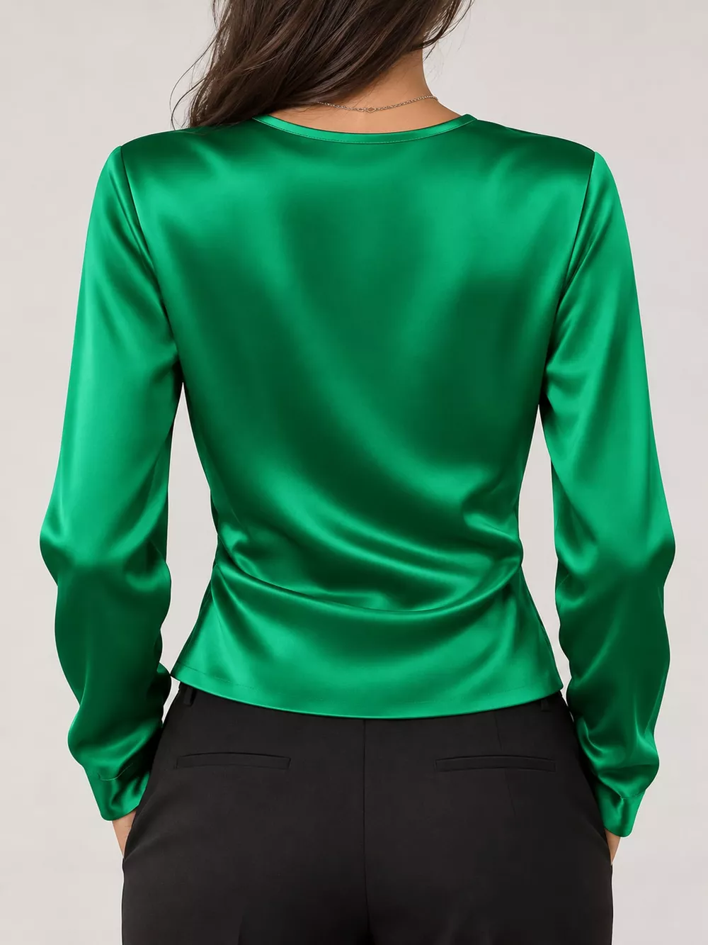 Satin Surplice Long Sleeve Blouse, image 20
