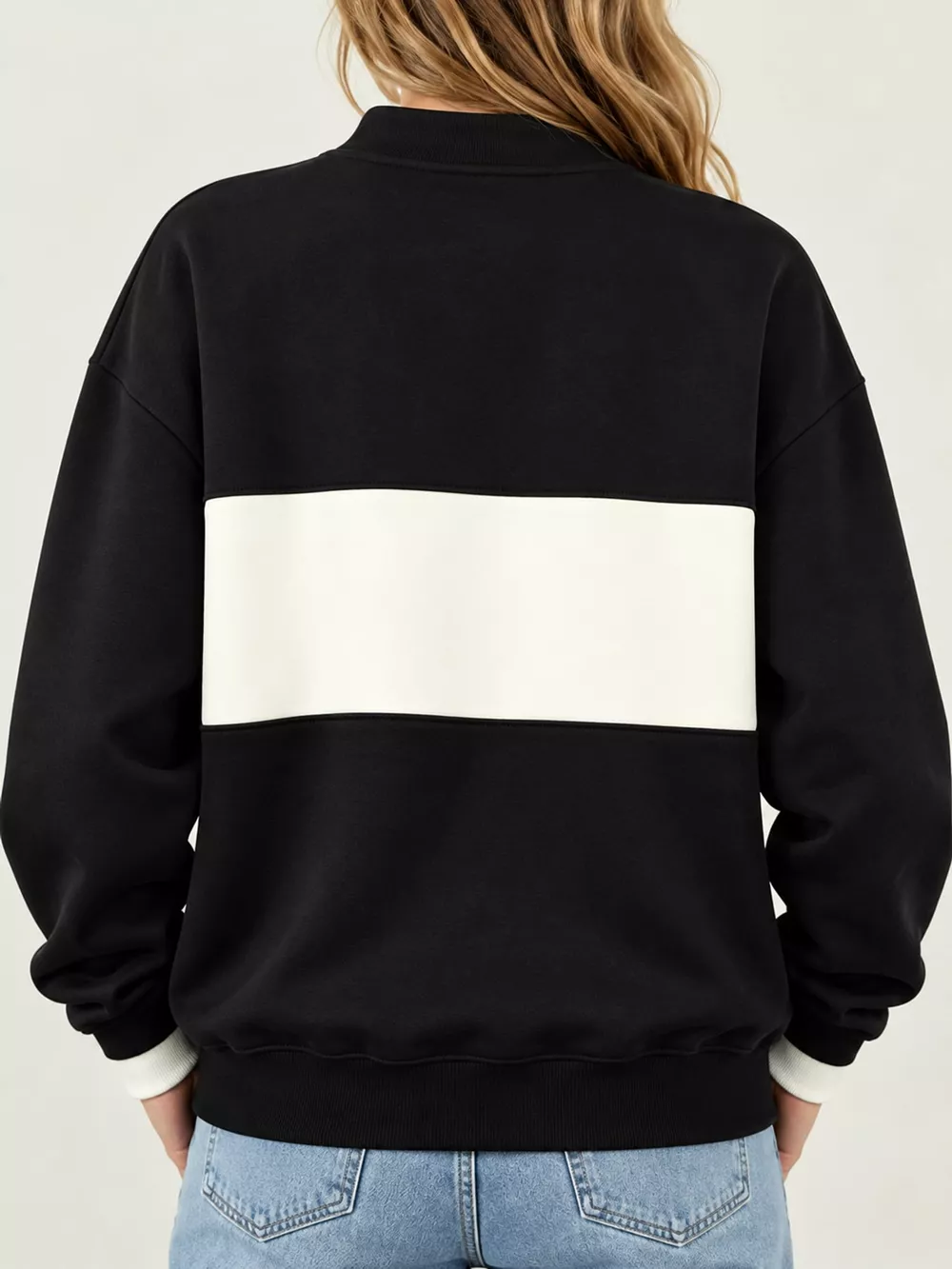 Full Size Color Block Snap-Button Sweatshirt Plus Size, image 38