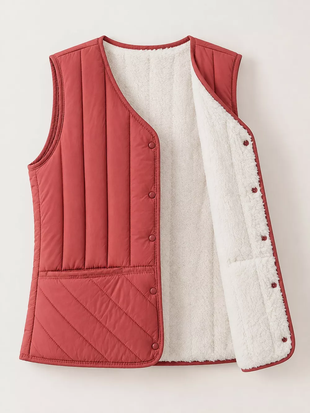 Full Size Quilted Button Up Vest Coat Plus Size, image 15