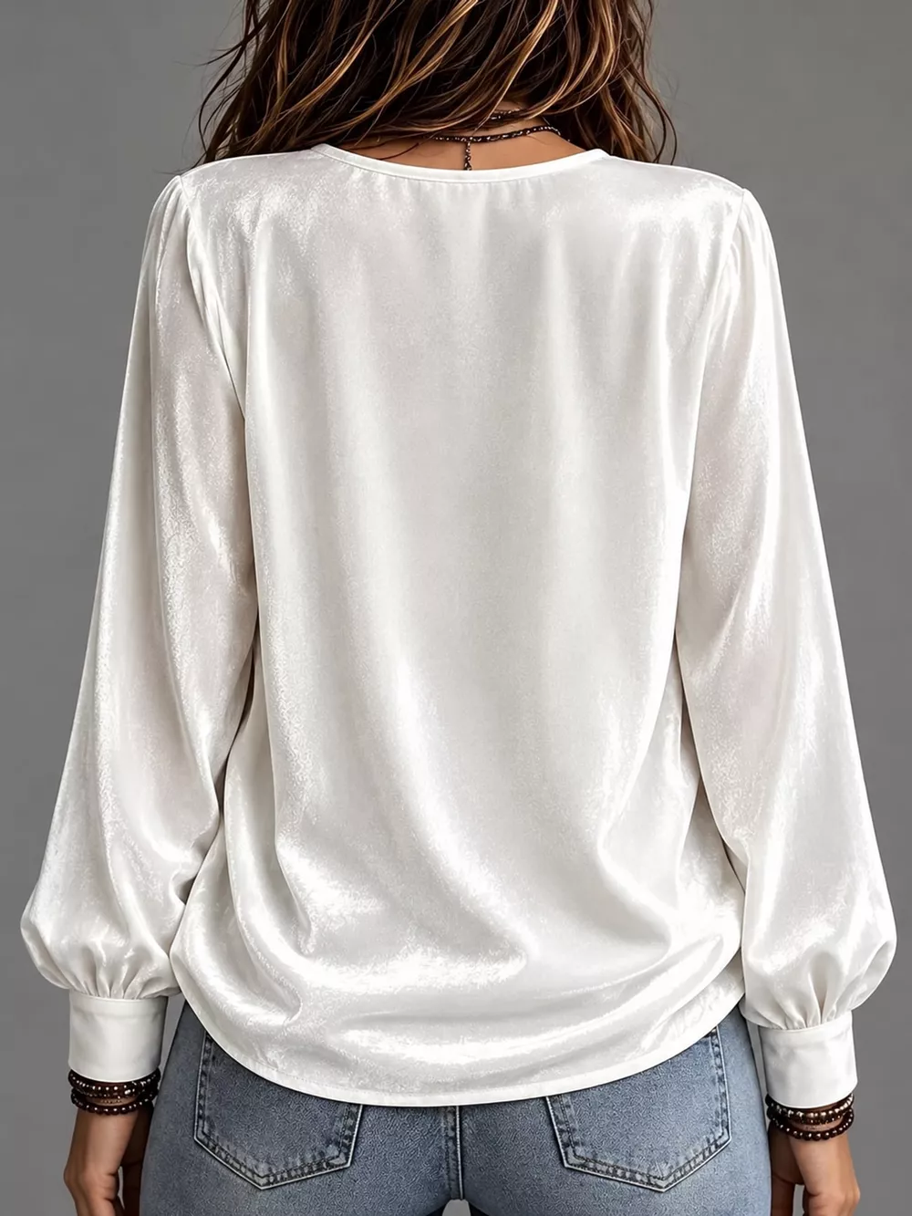 Front Bow Tie Detail V-Neck Top, image 2