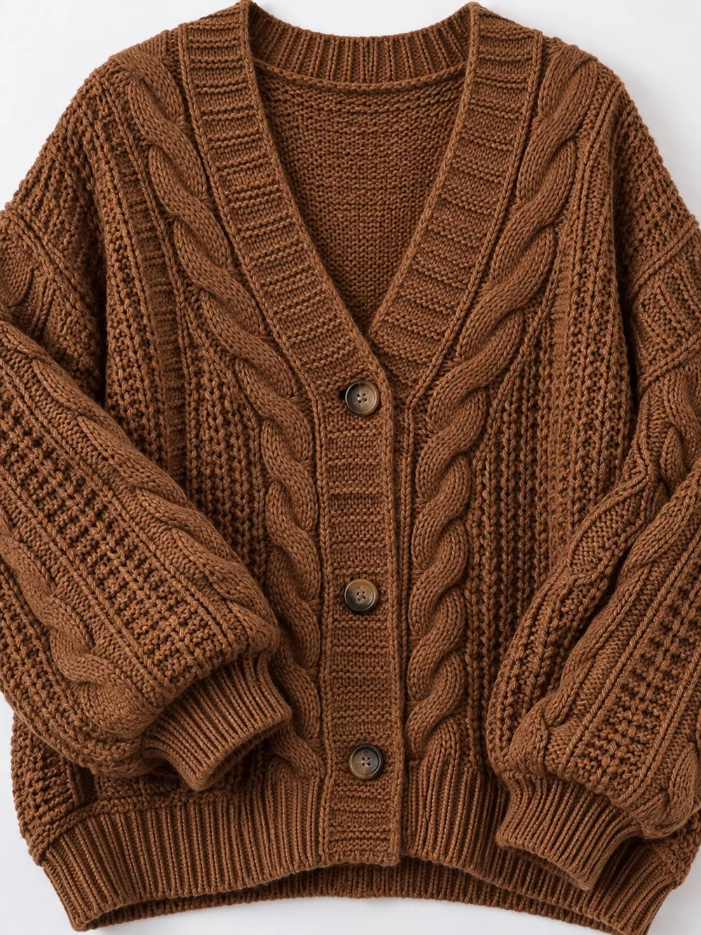 Cable Knit Button-Down Cardigan, image 5