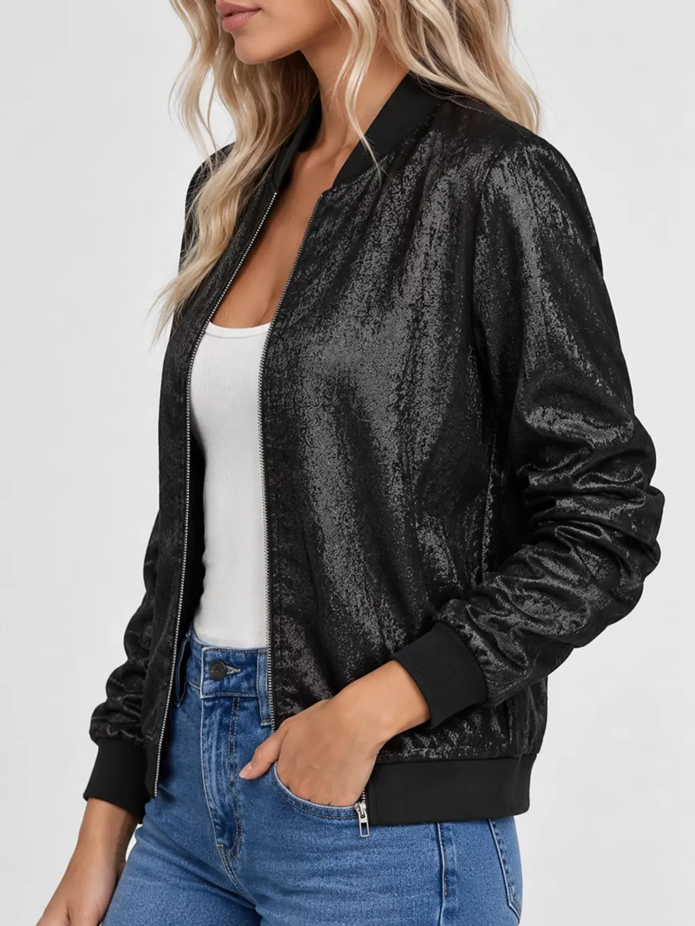 Full Size Zip Up Long Sleeve Jacket Plus Size, image 11