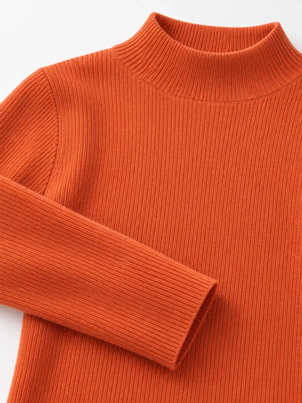Elegant Slim-Fit Ribbed Mock Neck Knit Top, image 79
