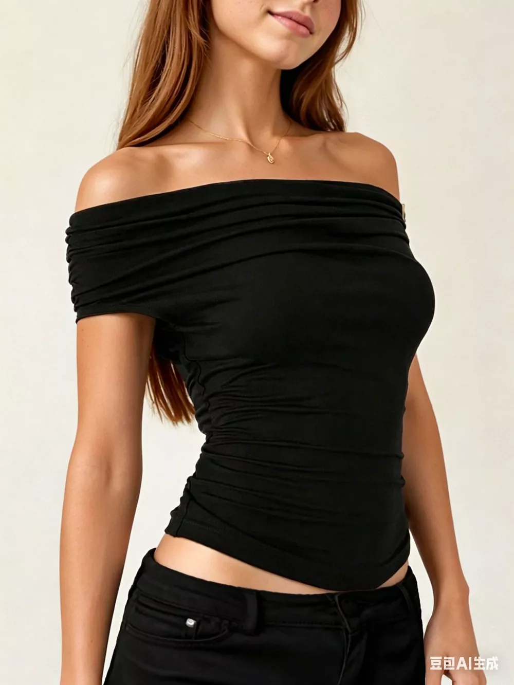 Off-Shoulder Ruched T-Shirt, image 3