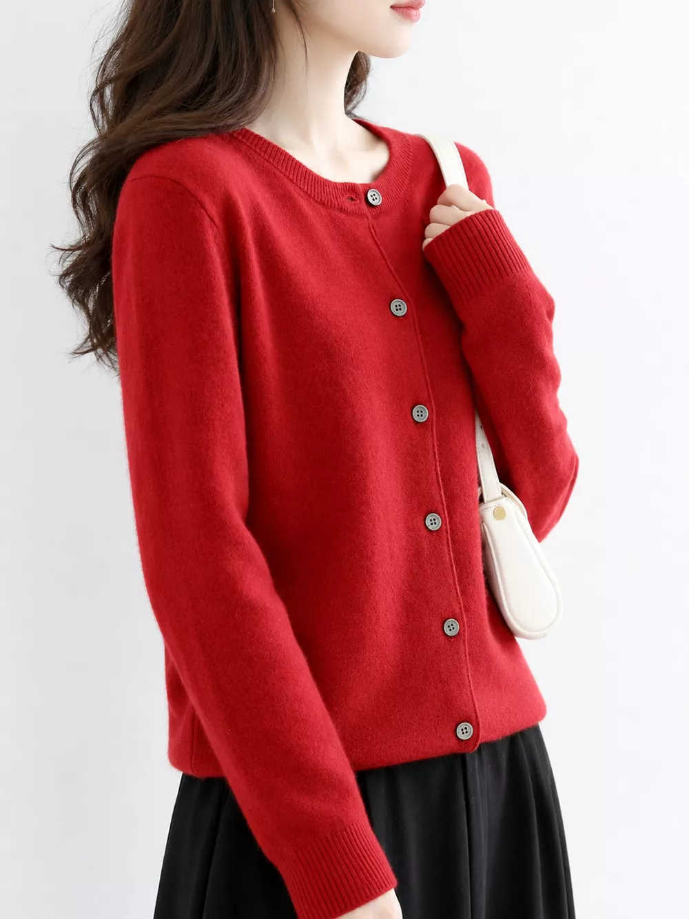Crew-Neck Button-Down Cardigan, image 31