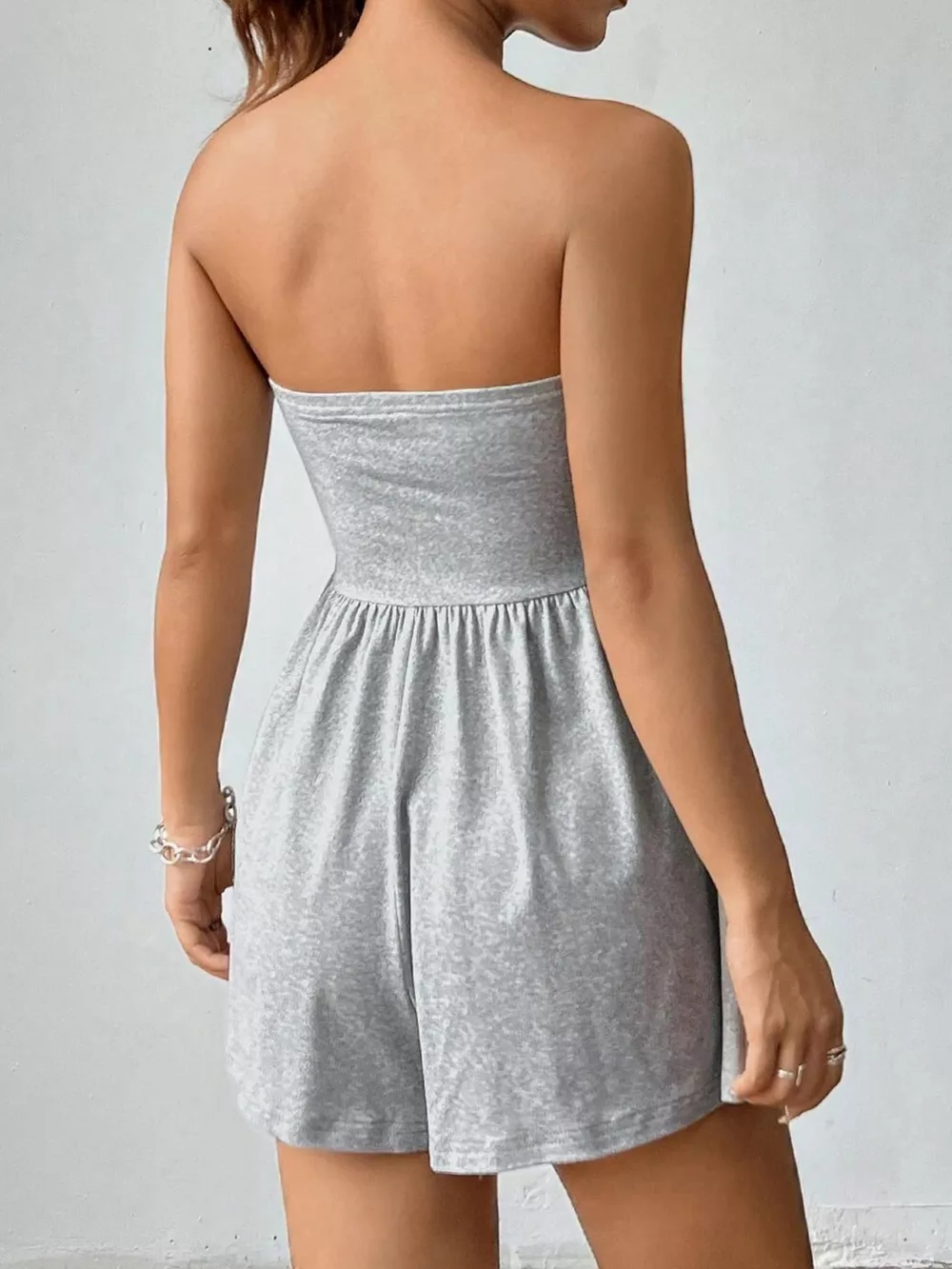 Chic Strapless Ruched Waist Romper, image 24