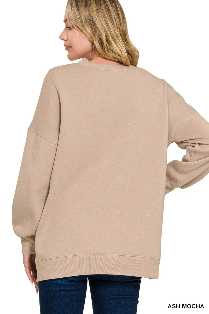Full Size Fleece Hi-low Boyfriend Sweatshirts with Pockets Plus Size, image 6