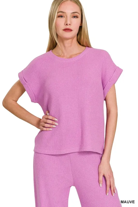 Rolled Sleeve Top and Pants Sweater Set, image 6