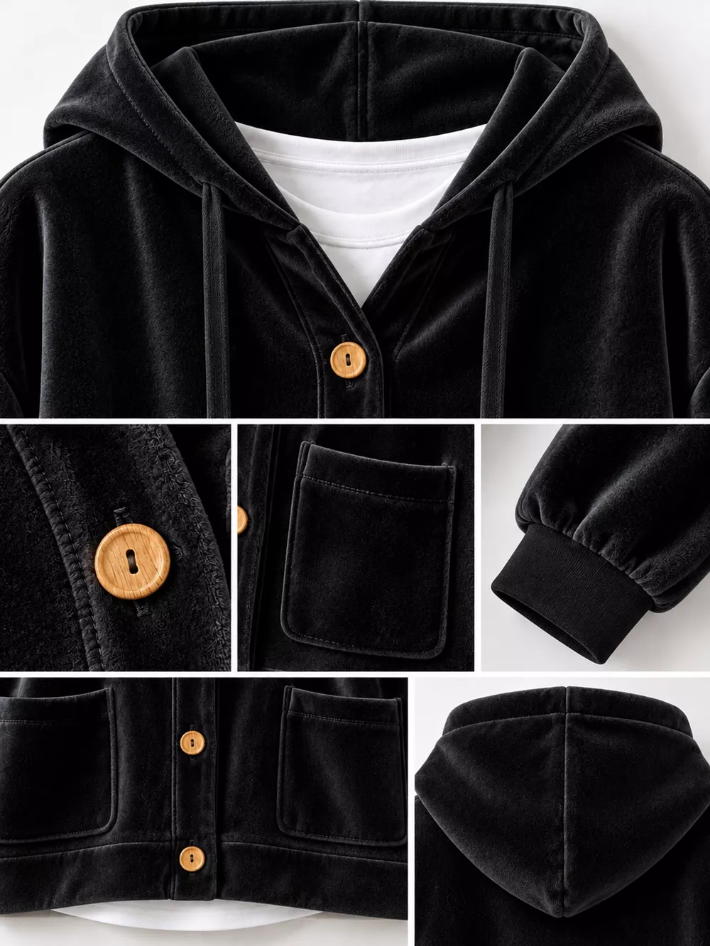 Full Size Velvet Dropped Shoulder Hoodie Plus Size, image 10