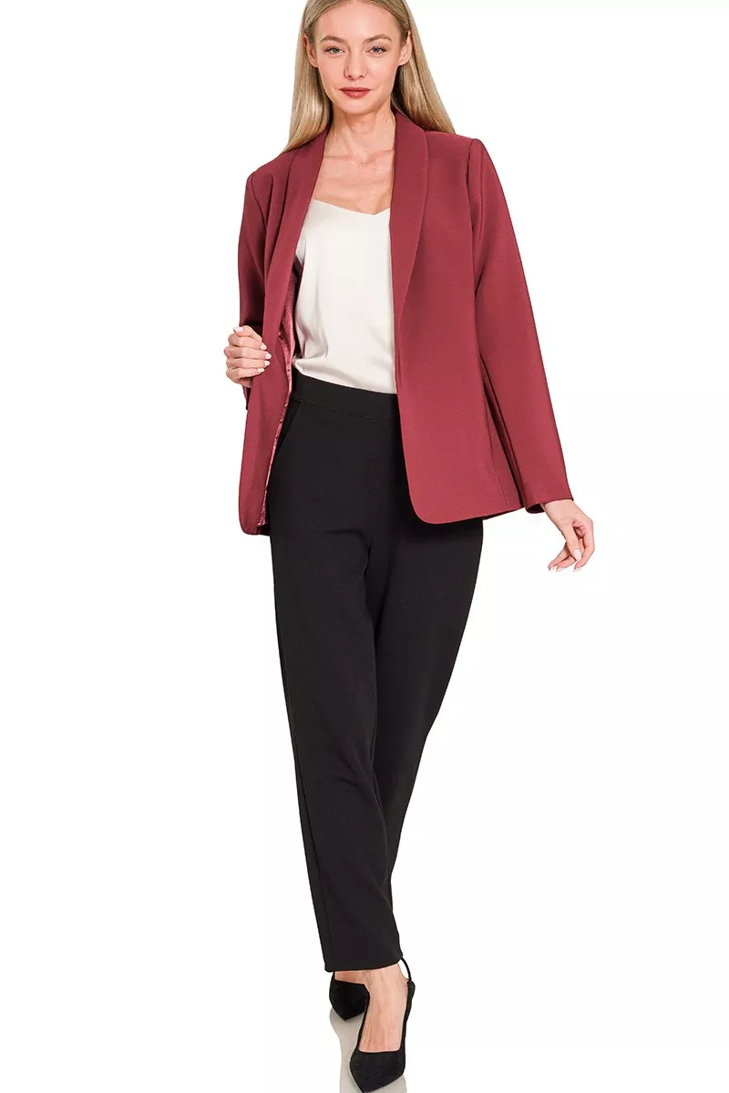 Woven Long Sleeve Blazer With Lining, image 2