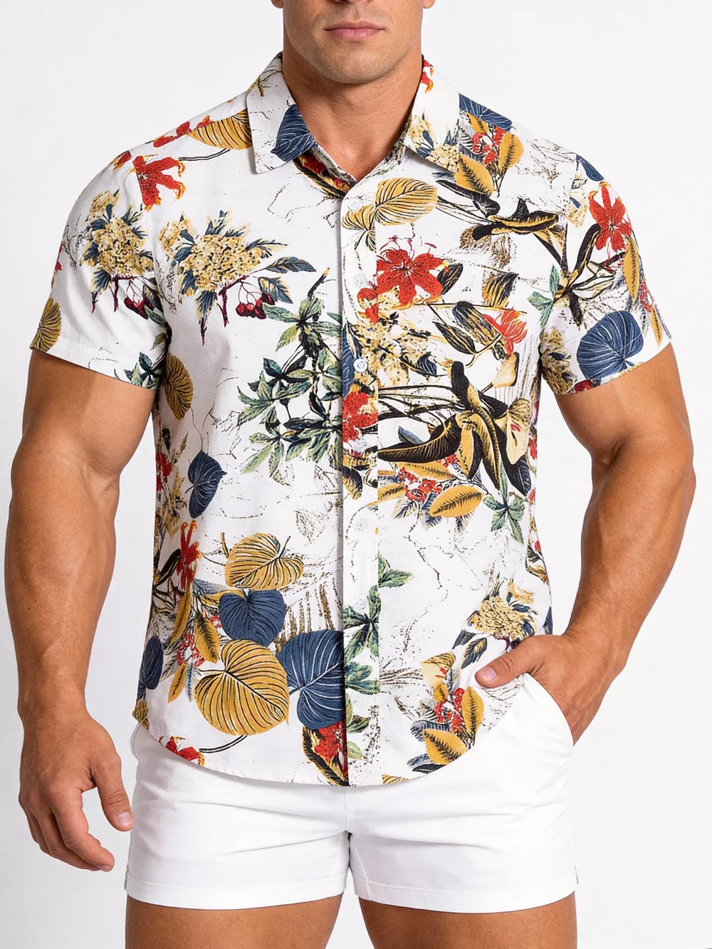 Men's Plus Size Printed Button Up Shirt, image 4