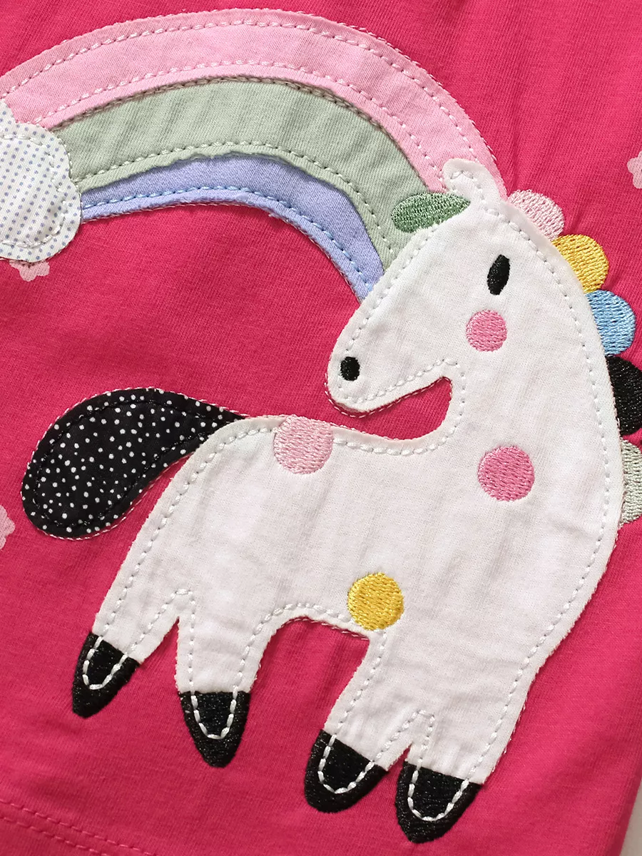 Children's Unicorn Polka Dot Round Neck Dress, image 3