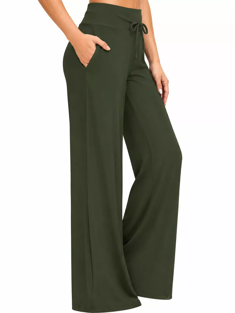 High-Waisted Wide-Leg Lounge Bottoms with Pockets, image 17