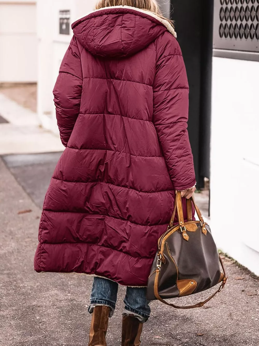 Full Size Longline Sherpa-Lined Hooded Outerwear Plus Size, image 5