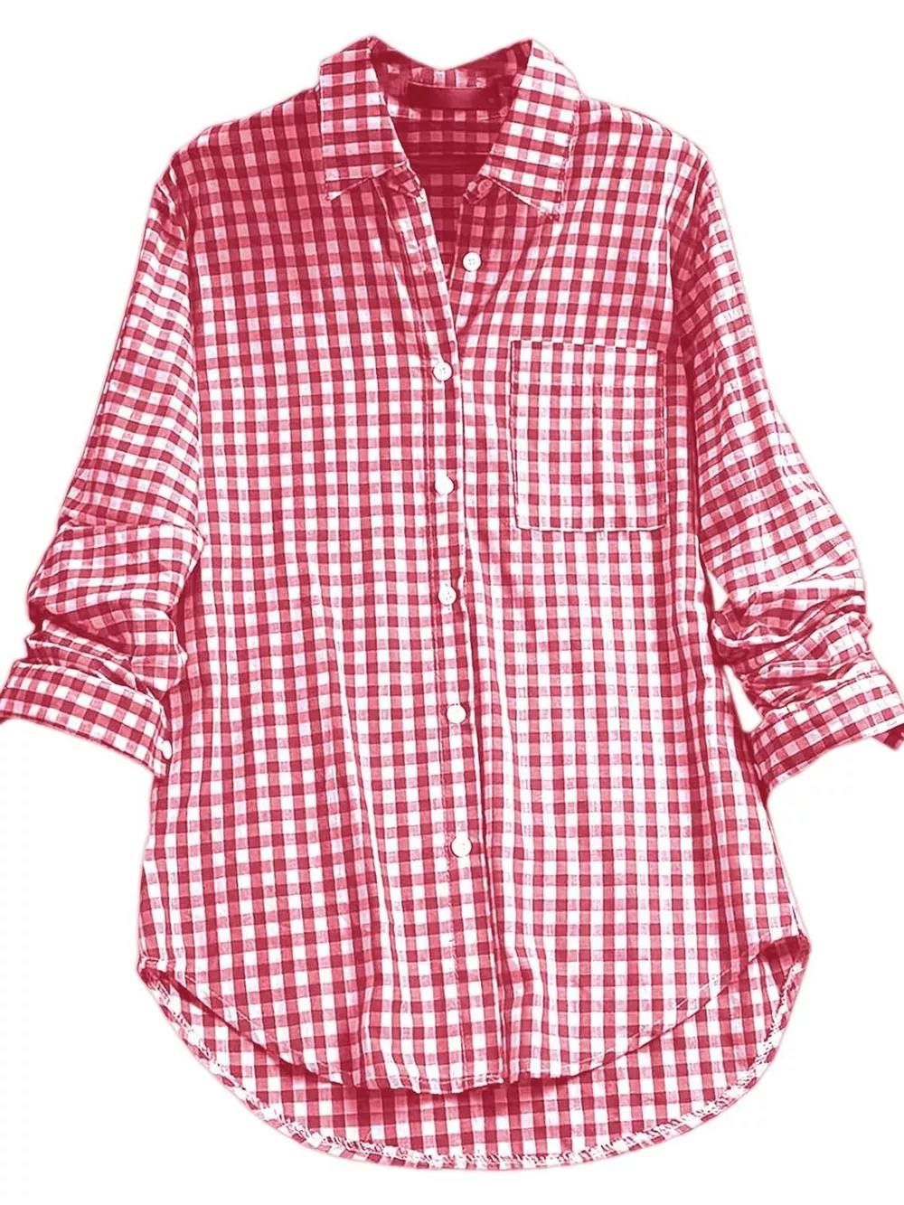 Plus Size Plaid Button-Down Long Sleeve Shirt