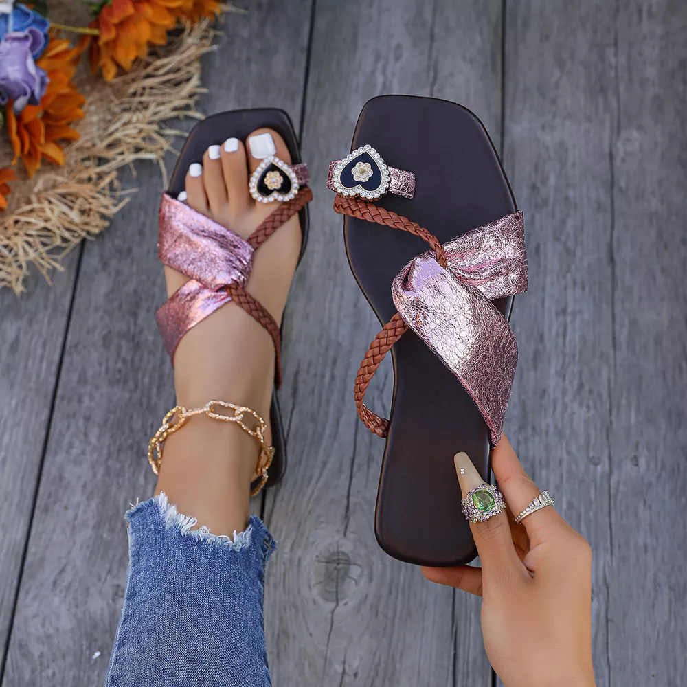 Braided Thong Sandals with Heart Decor, image 11