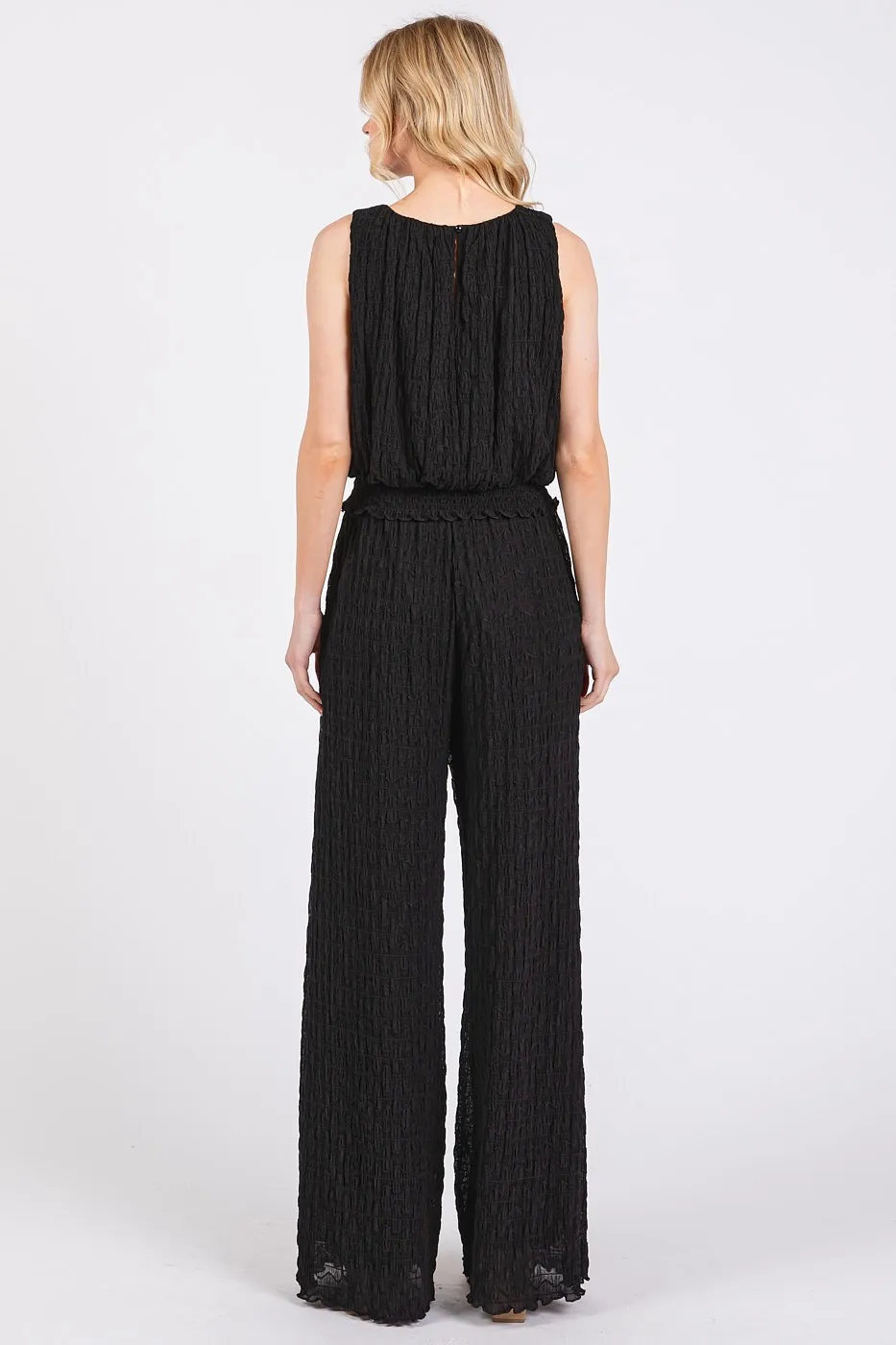 Textured Stretchy Crop Tank and Pants Set, image 4