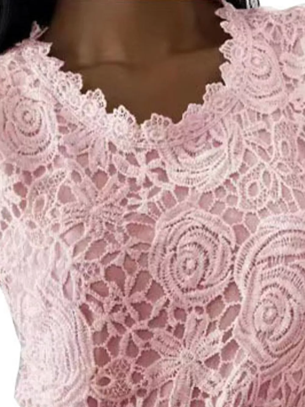Full Size Elegant Floral Lace Short Sleeve Blouse Plus Size, image 8