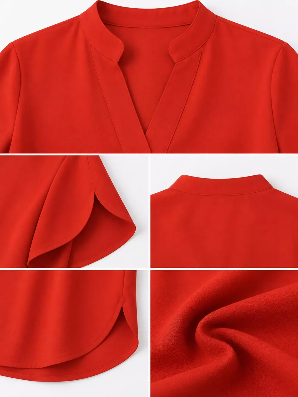 Notched Slit Short Sleeve Blouse, image 25