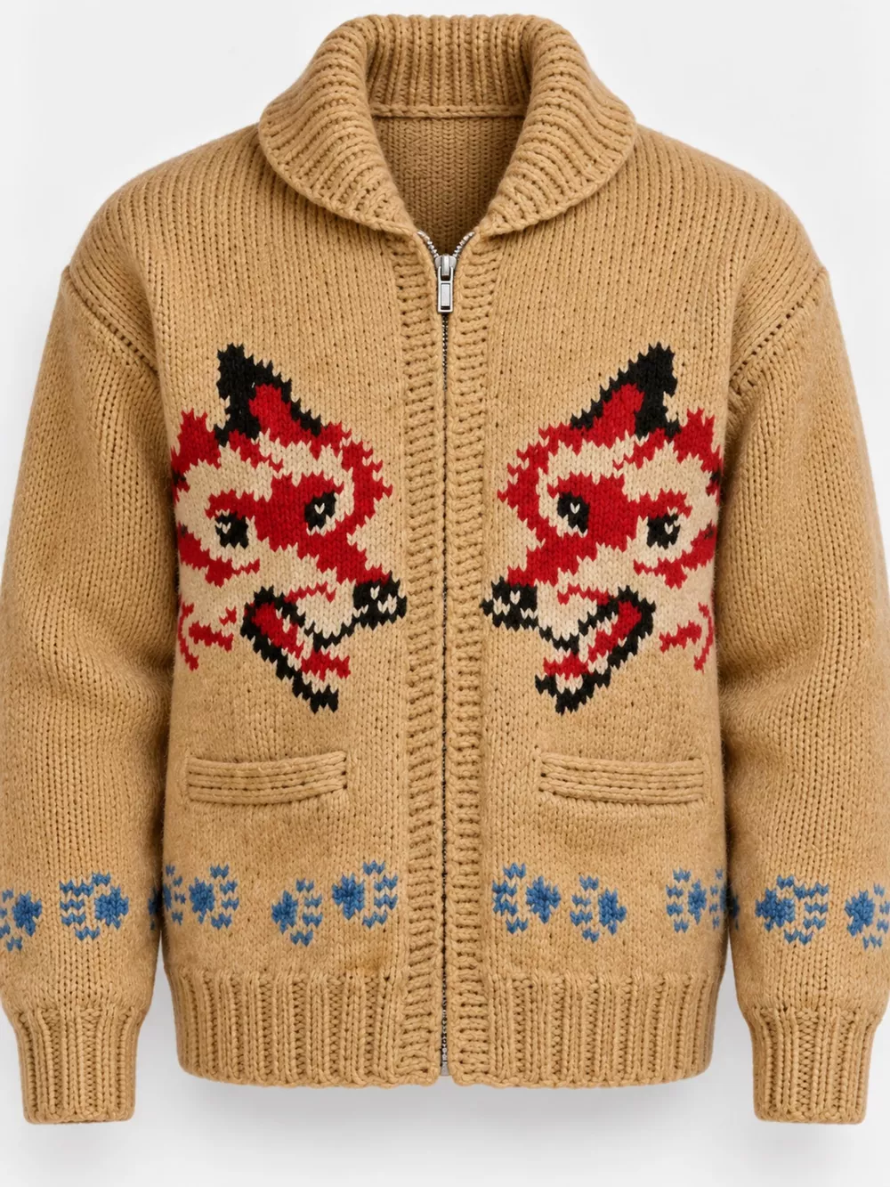 Men's Full Size Animal Chunky Knit Zip-Up Cardigan Plus Size, image 16