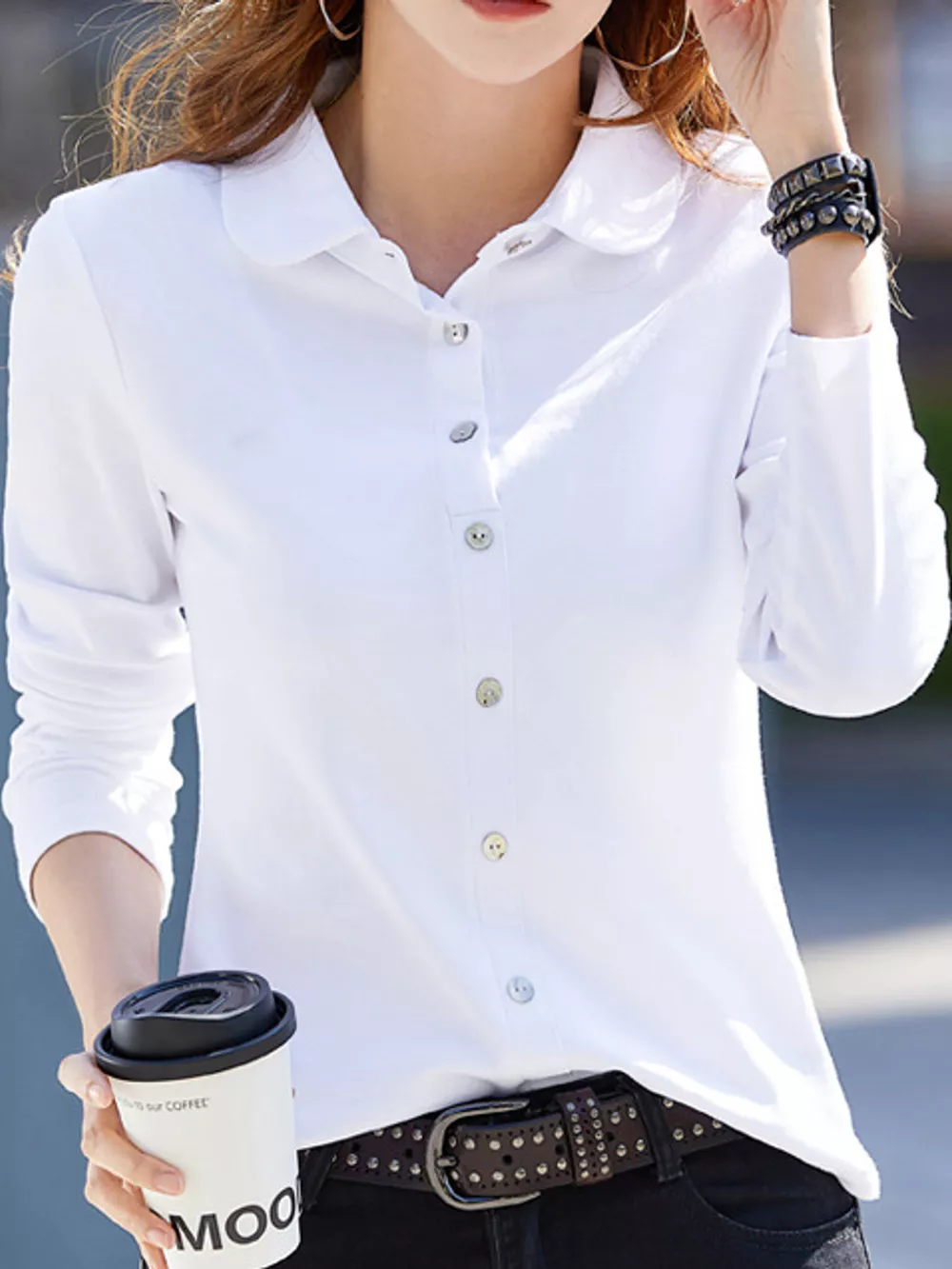 Full Size Button-Down Long Sleeve Shirt Plus Size, image 3